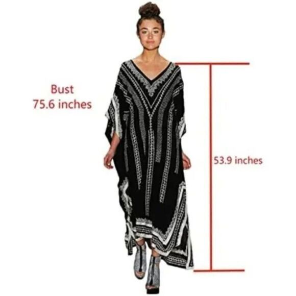 New Women's Long Maxi Cover Up Beach Black - Picture 5 of 6